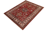 handmade Geometric Super Kazak Red Beige Hand-made SQUARE 100% WOOL area rug 5x6